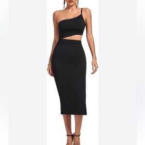 One shoulder strap dress with cut out